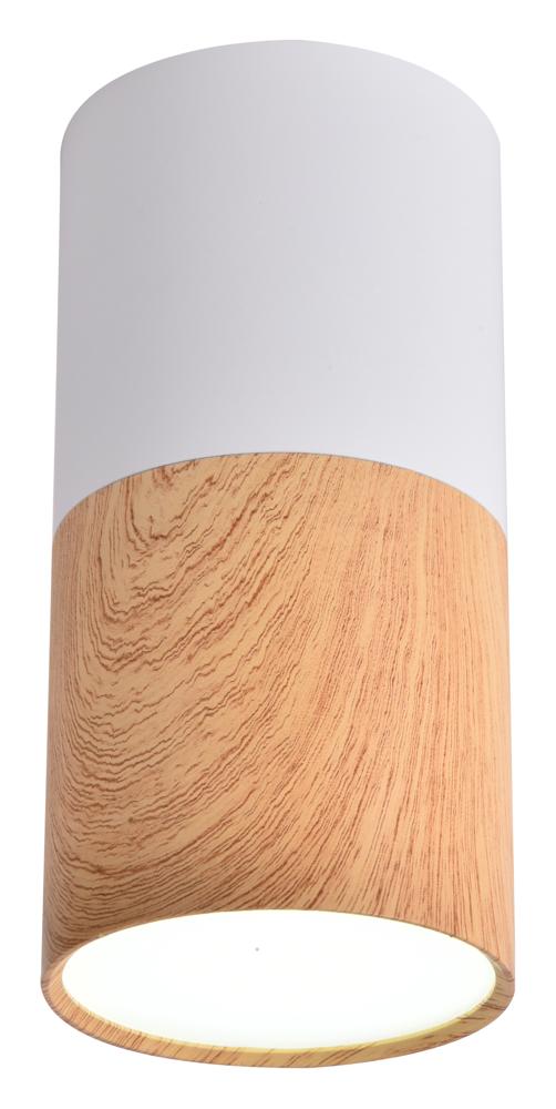 lampa sufitowa tuba GU10 drewniany+biały śr. 5,8 cm
