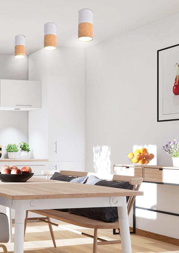 lampa sufitowa tuba GU10 drewniany+biały śr. 5,8 cm
