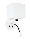 MAGNUM 1 lampa kinkiet okragły 1x40W E27+3W LED abażur kwadrat biały