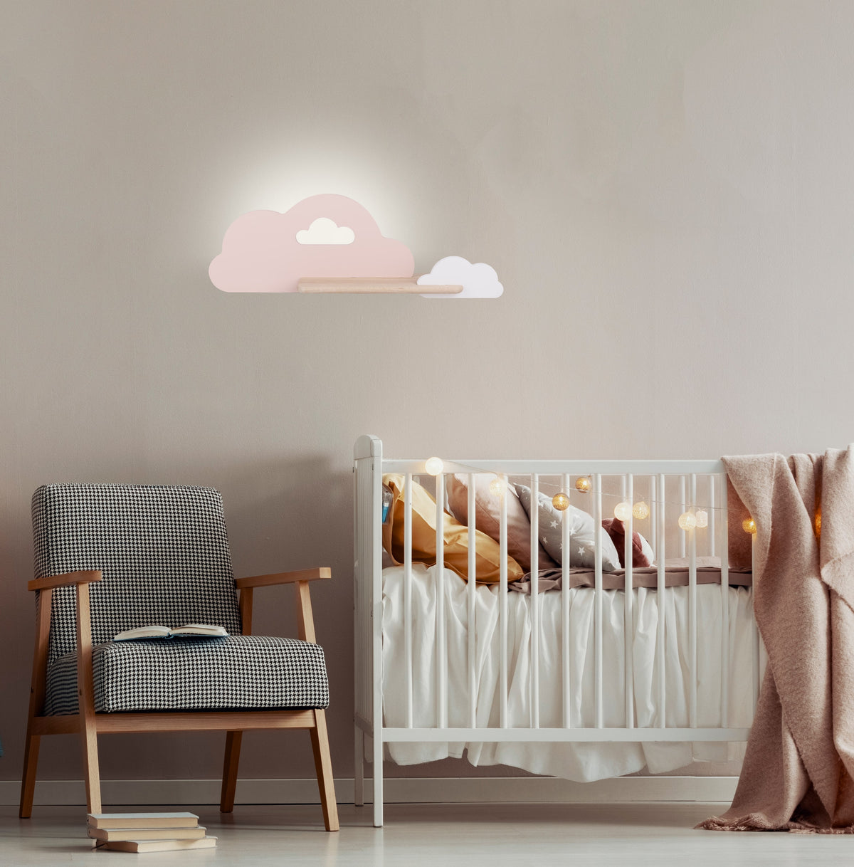 CLOUD lampa kinkiet ścienny 5W LED iq kids różowy+biały