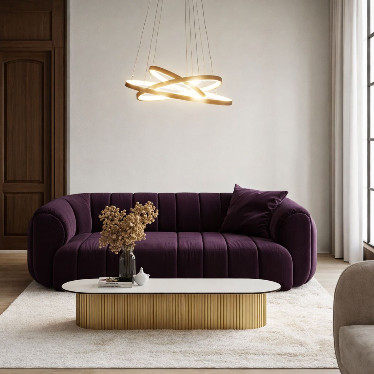LUNE lampa wisząca 50+40+30 złoty 60W LED 4000k