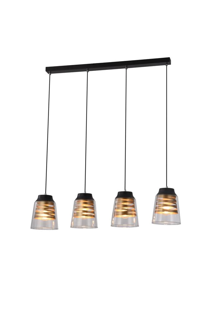 FRESNO lampa wisząca czarny E27 klosz bezbarwny