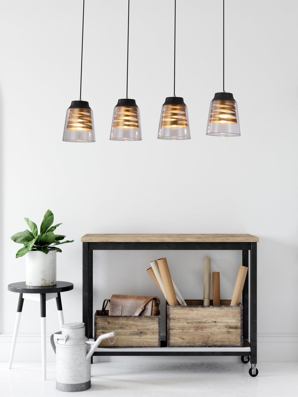 FRESNO lampa wisząca czarny E27 klosz bezbarwny