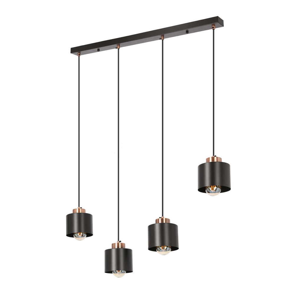 Olena lampa wisząca czarna 4x60W E27 klosz czarny