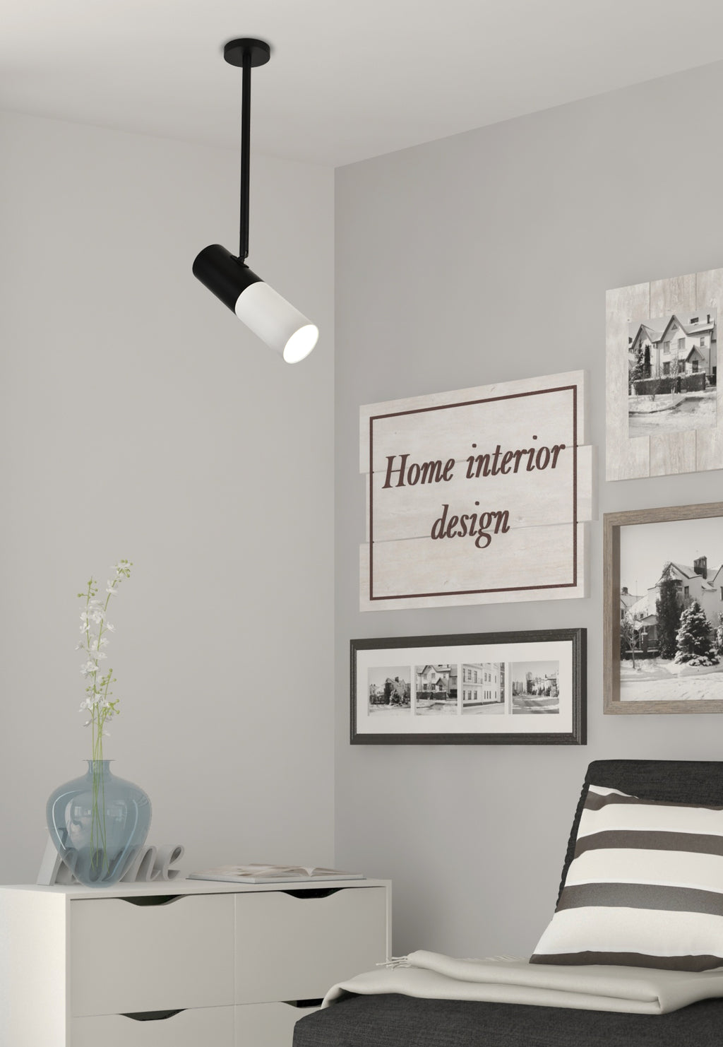 TUBA lampa wisząca/sztyca 1x15W GU10 6,8/19,5 biały+czarny