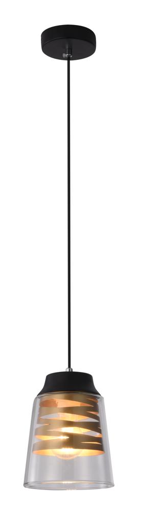 FRESNO lampa wisząca czarny 1x60W E27 klosz bezbarwny