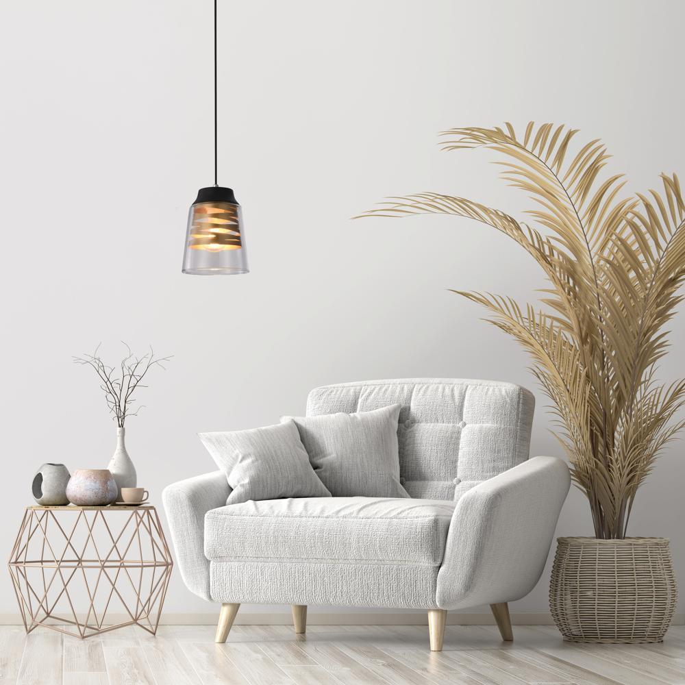 FRESNO lampa wisząca czarny 1x60W E27 klosz bezbarwny