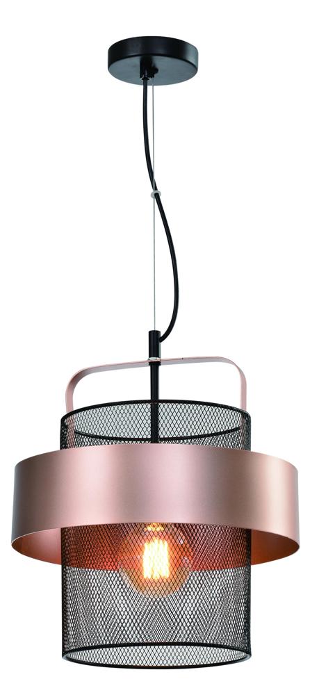 Fiba lampa wisząca czarny 1x40W E27 klosz miedziano czarny