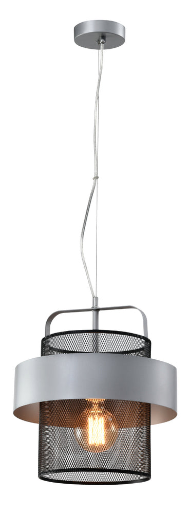 Fiba lampa wisząca czarny 1x40W E27 klosz srebrno czarny