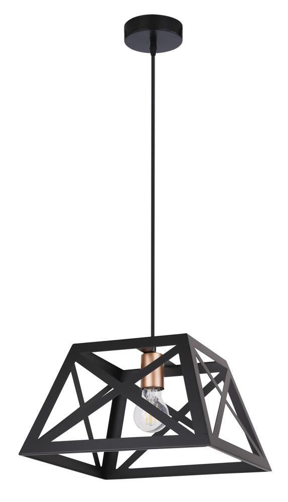 Origami lampa wisząca czarny 1x40W E27 klosz czarny