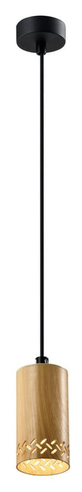 Tubo lampa wisząca czarny 1x25W GU10 klosz 10cm drewniany