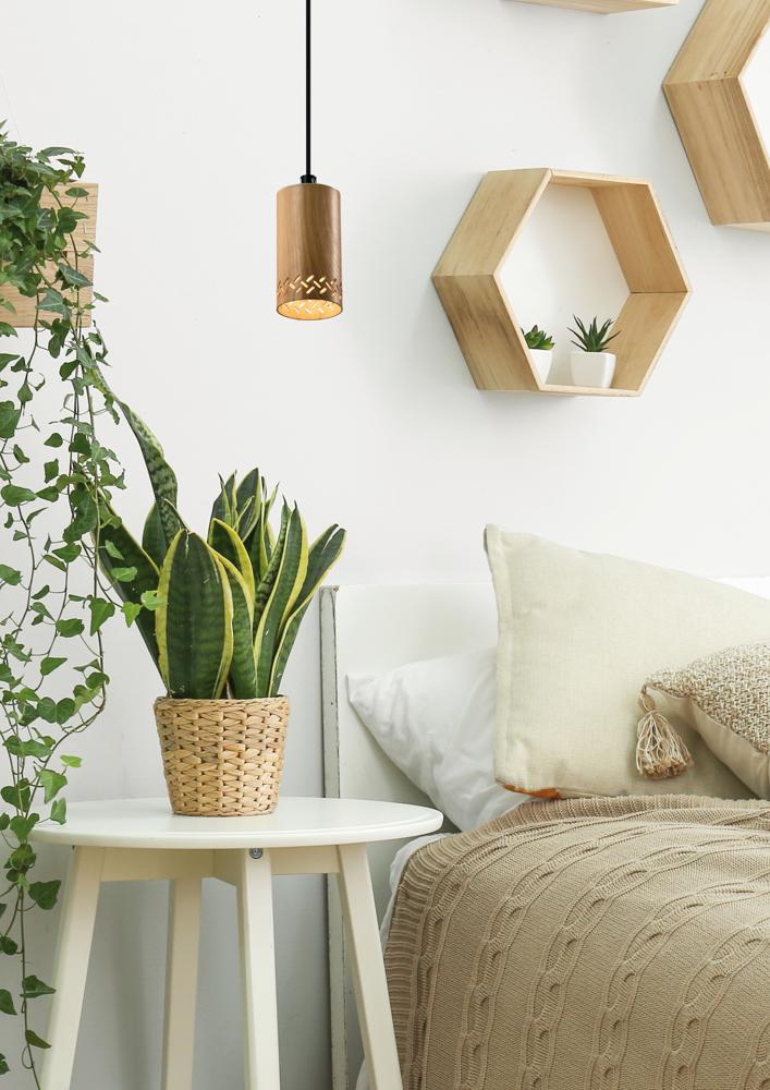 Tubo lampa wisząca czarny 1x25W GU10 klosz 10cm drewniany