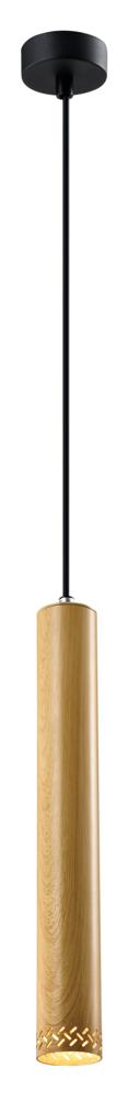 Tubo lampa wisząca czarny 1x25W GU10 klosz 40cm drewniany