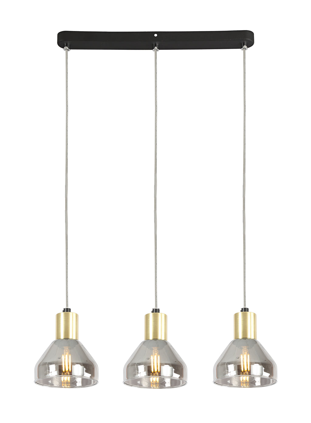 lampa wisząca gregory czarny brąz 3x40W E14 klosz dymiony