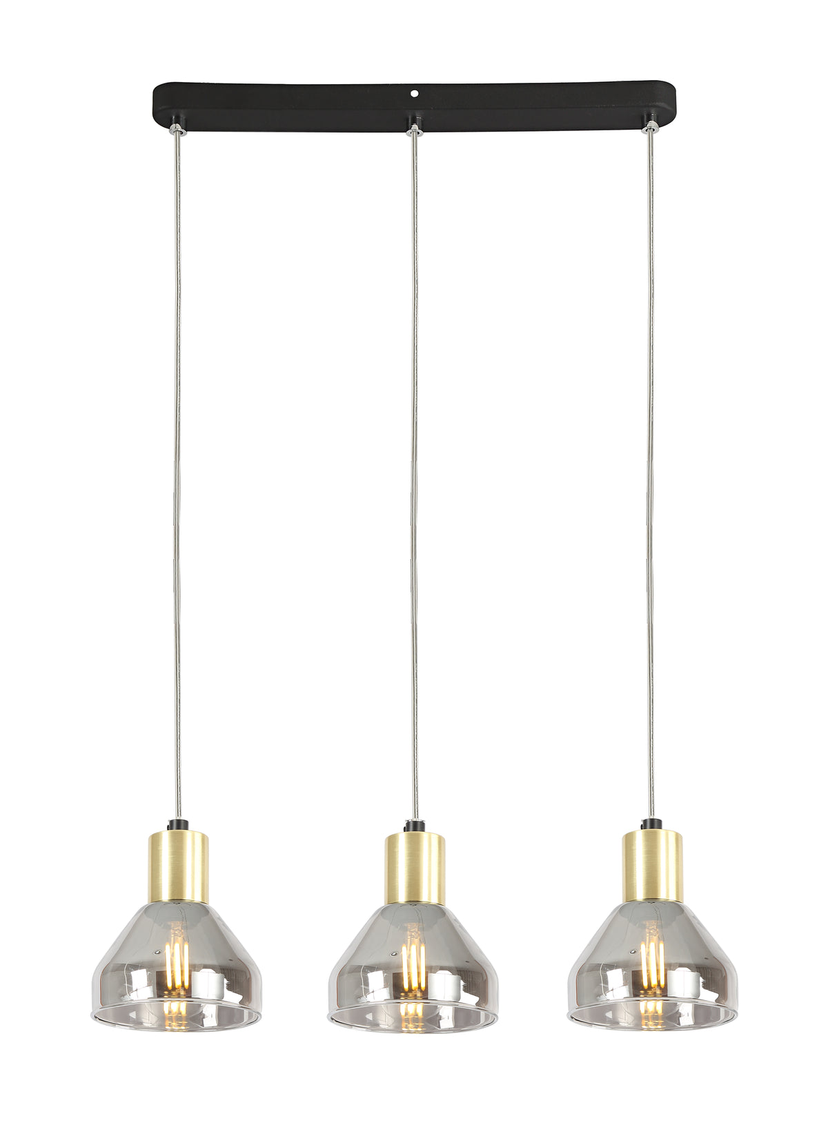 lampa wisząca gregory czarny brąz 3x40W E14 klosz dymiony