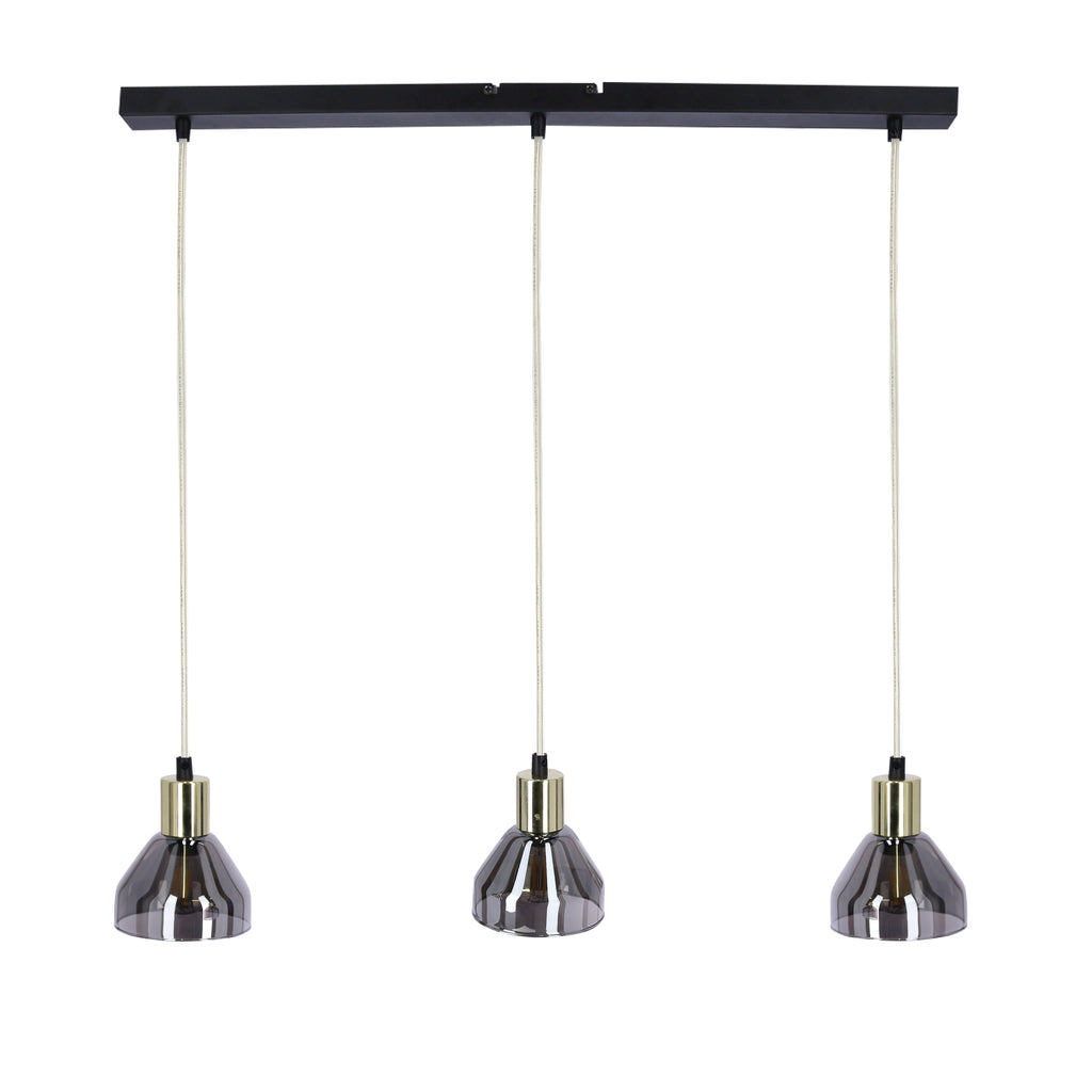 lampa wisząca gregory czarny brąz 3x40W E14 klosz dymiony