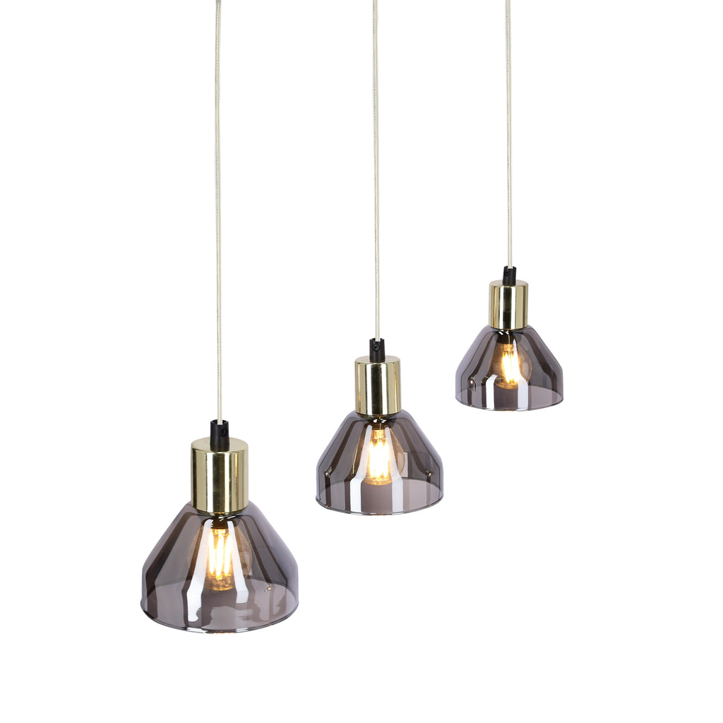 lampa wisząca gregory czarny brąz 3x40W E14 klosz dymiony