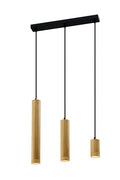 Tubo lampa wisząca czarny 3x25W GU10 klosz mix drewniany