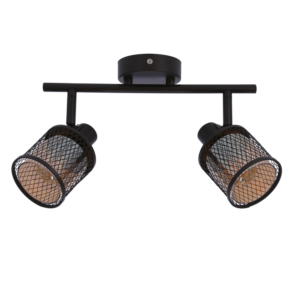 lampa sufitowa canabera kawowe złoto 2x40W E14 klosz bursztynowy
