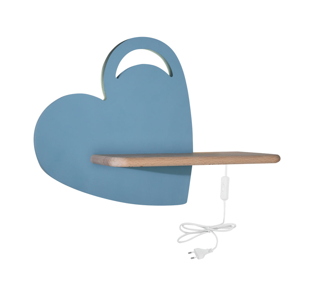 HEART lampa kinkiet 5W LED iq kids z przewodem z wł. i wtyczką z otworem niebieski
