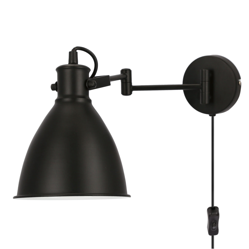 Espera lampa kinkiet 1x40W E27 czarny z przewodem przył. z wtyczką i włącznikiem