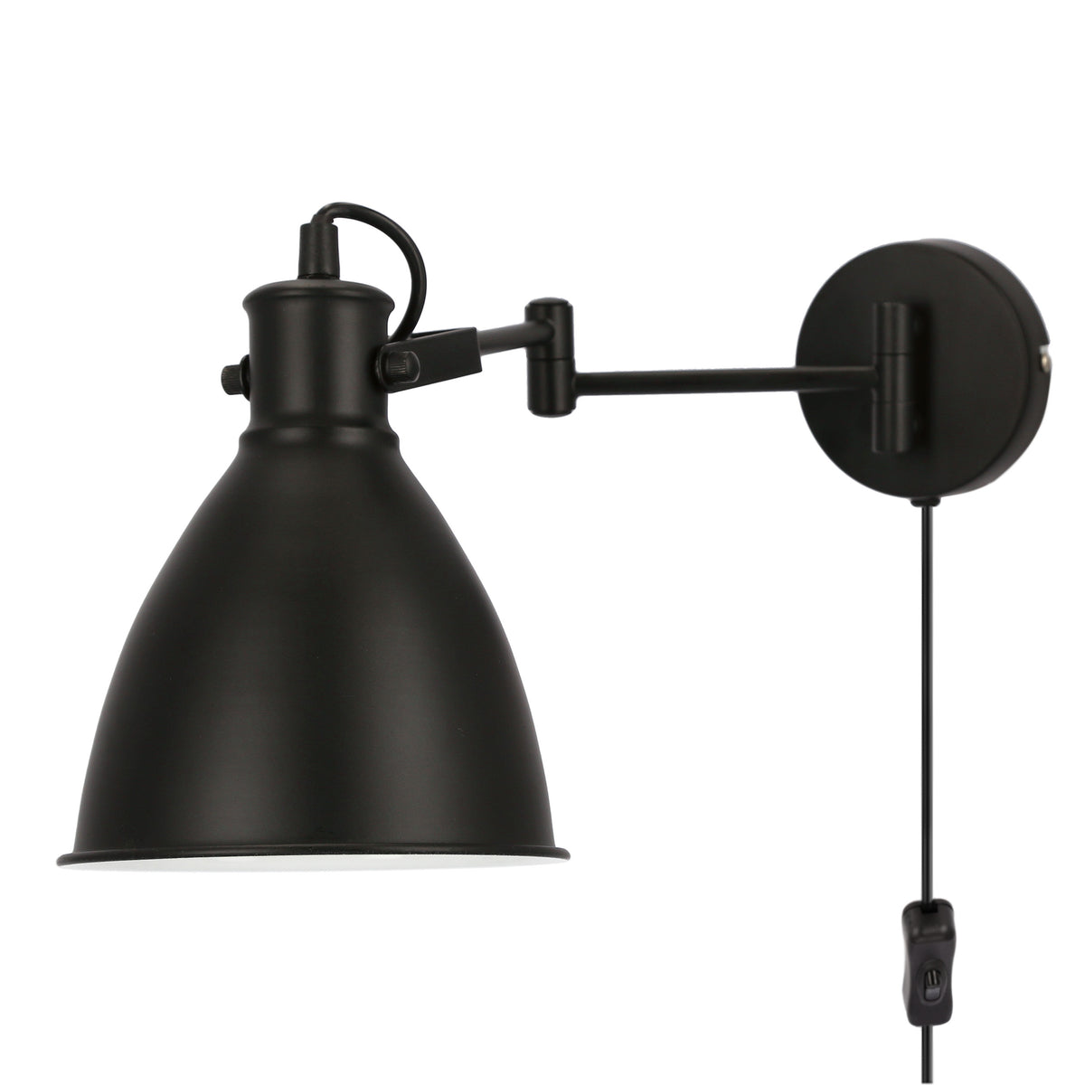 Espera lampa kinkiet 1x40W E27 czarny z przewodem przył. z wtyczką i włącznikiem