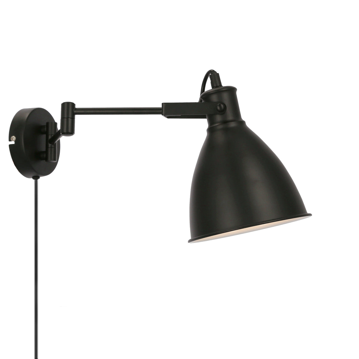 Espera lampa kinkiet 1x40W E27 czarny z przewodem przył. z wtyczką i włącznikiem