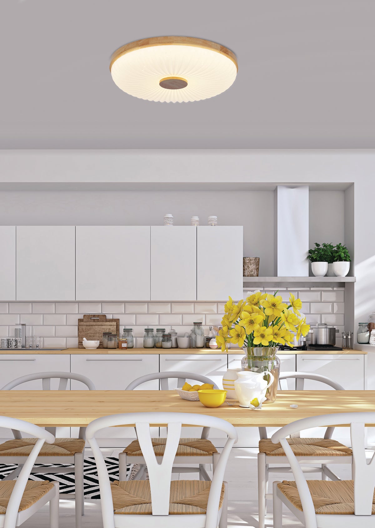 TART lampa sufitowa plafon drewniany 24W LED 38cm biały+drewniany 4000k