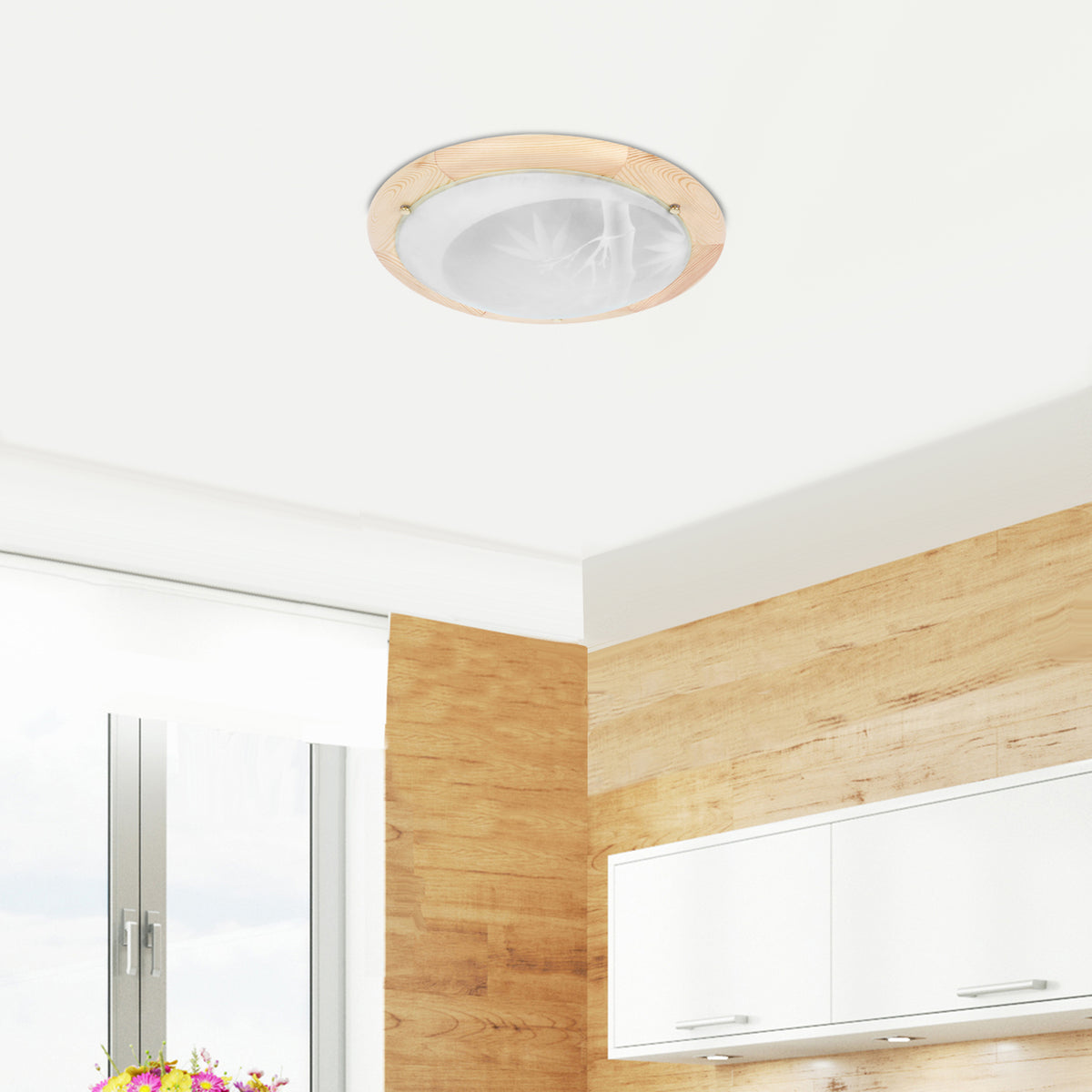 BAMBOO lampa sufitowa plafon 40 drewno standard 2x60 w E27 sosna