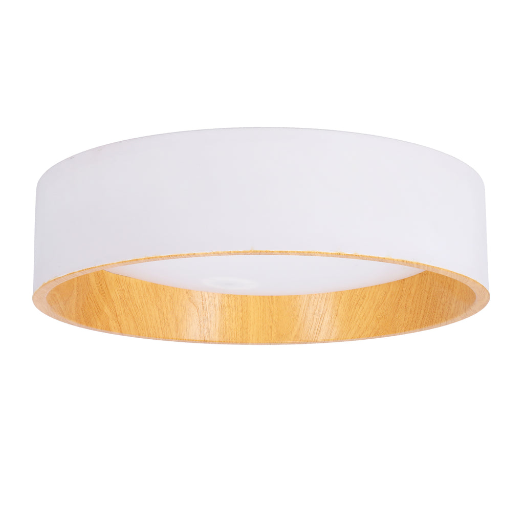 LAZIO lampa sufitowa plafon biało drewniany 24W LED 40 cm klosz biały