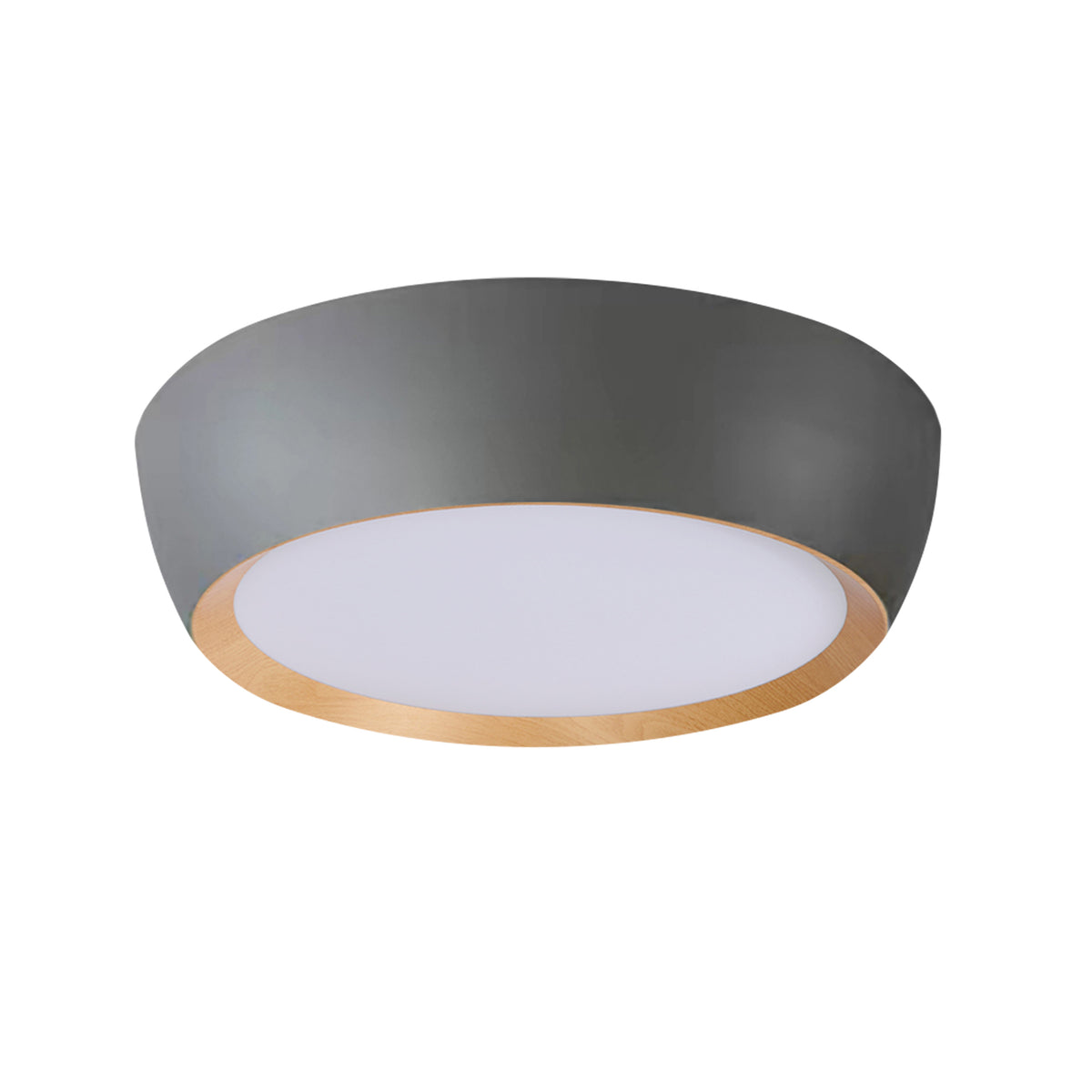 ABRUZZO lampa sufitowa plafon szaro drewniany 24W LED 40x32 cm klosz biały
