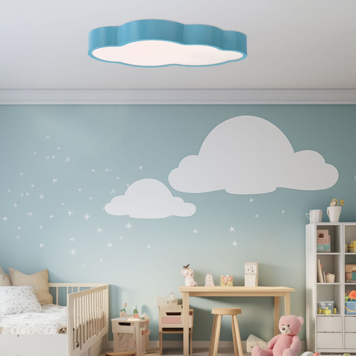 NUVOLA lampa sufitowa plafon niebiesk 18W LED 3000 - 6000K klosz biały z pilotem