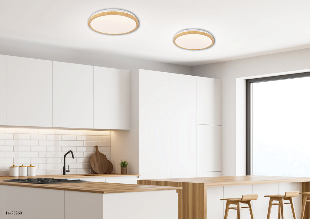lampa sufitowa gandava plafon 36W LED biało drewniany 4000k