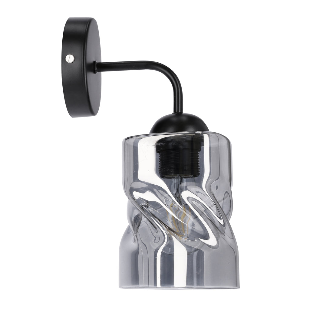 Felis lampa kinkiet czarny 1x60W E27 klosz dymiony