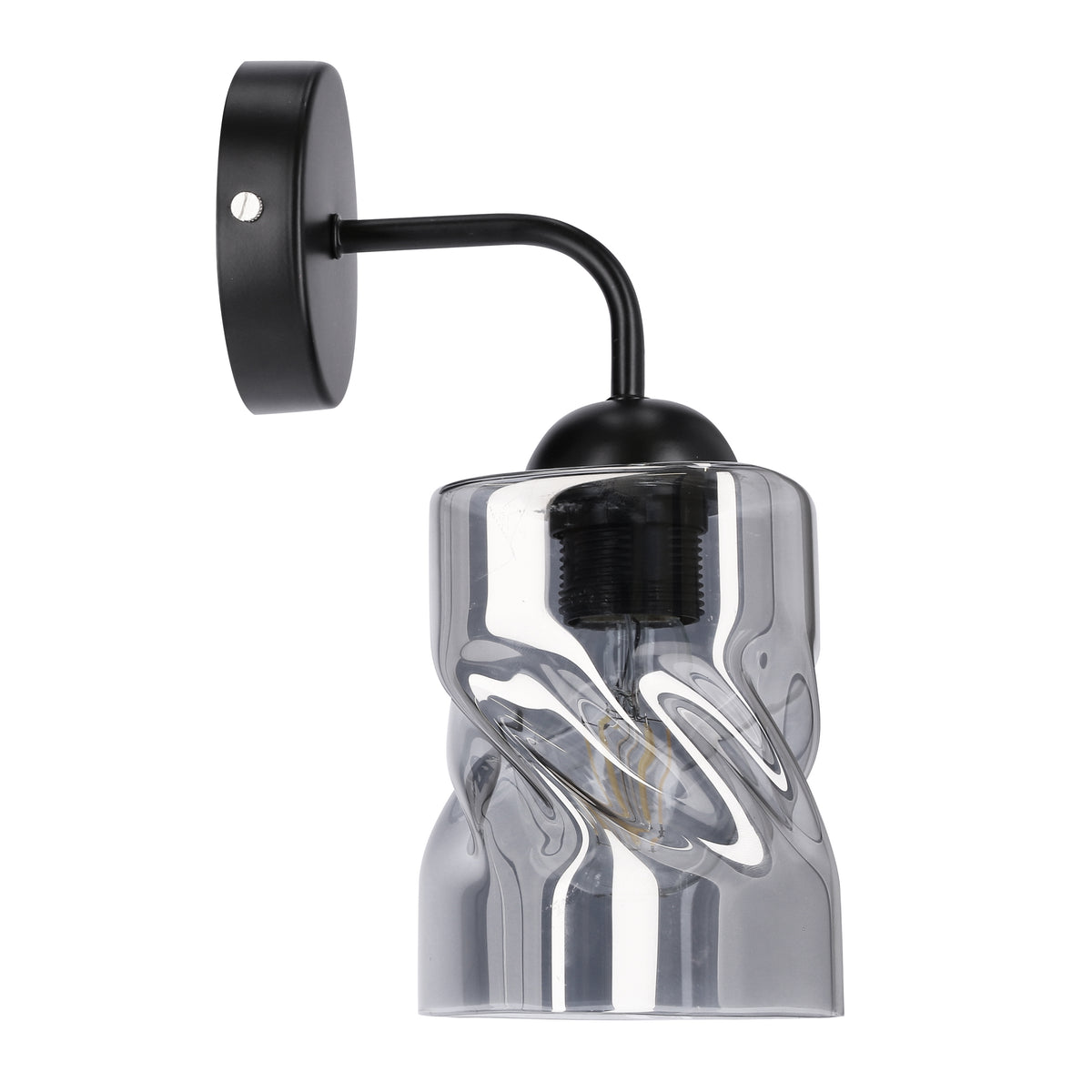 Felis lampa kinkiet czarny 1x60W E27 klosz dymiony