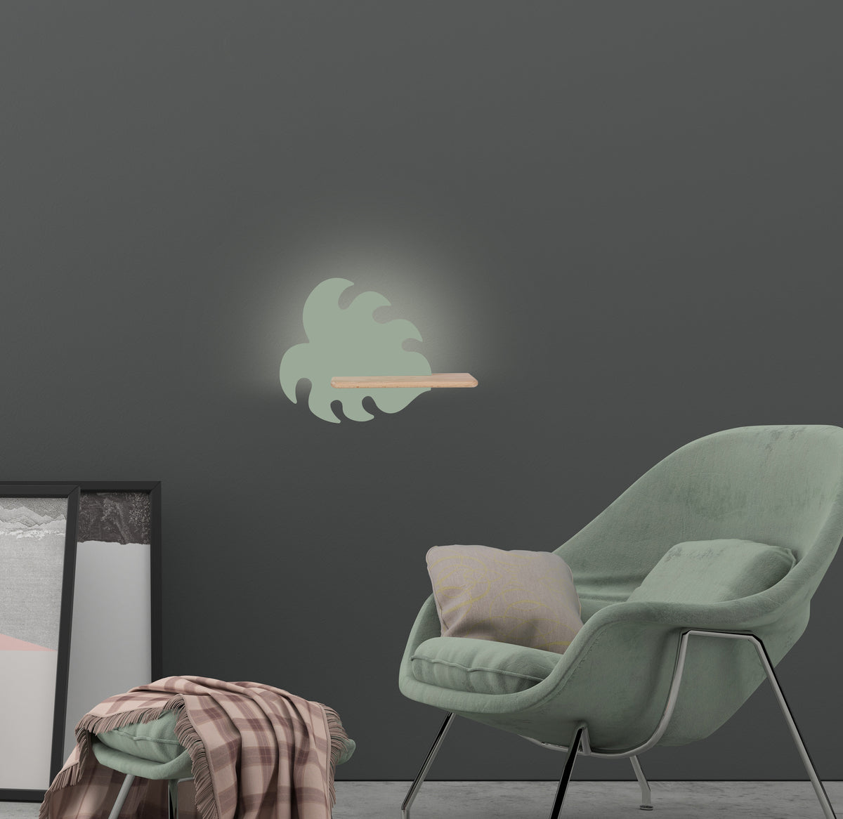 Monstera lampa kinkiet LED 4000k iq kids zielony