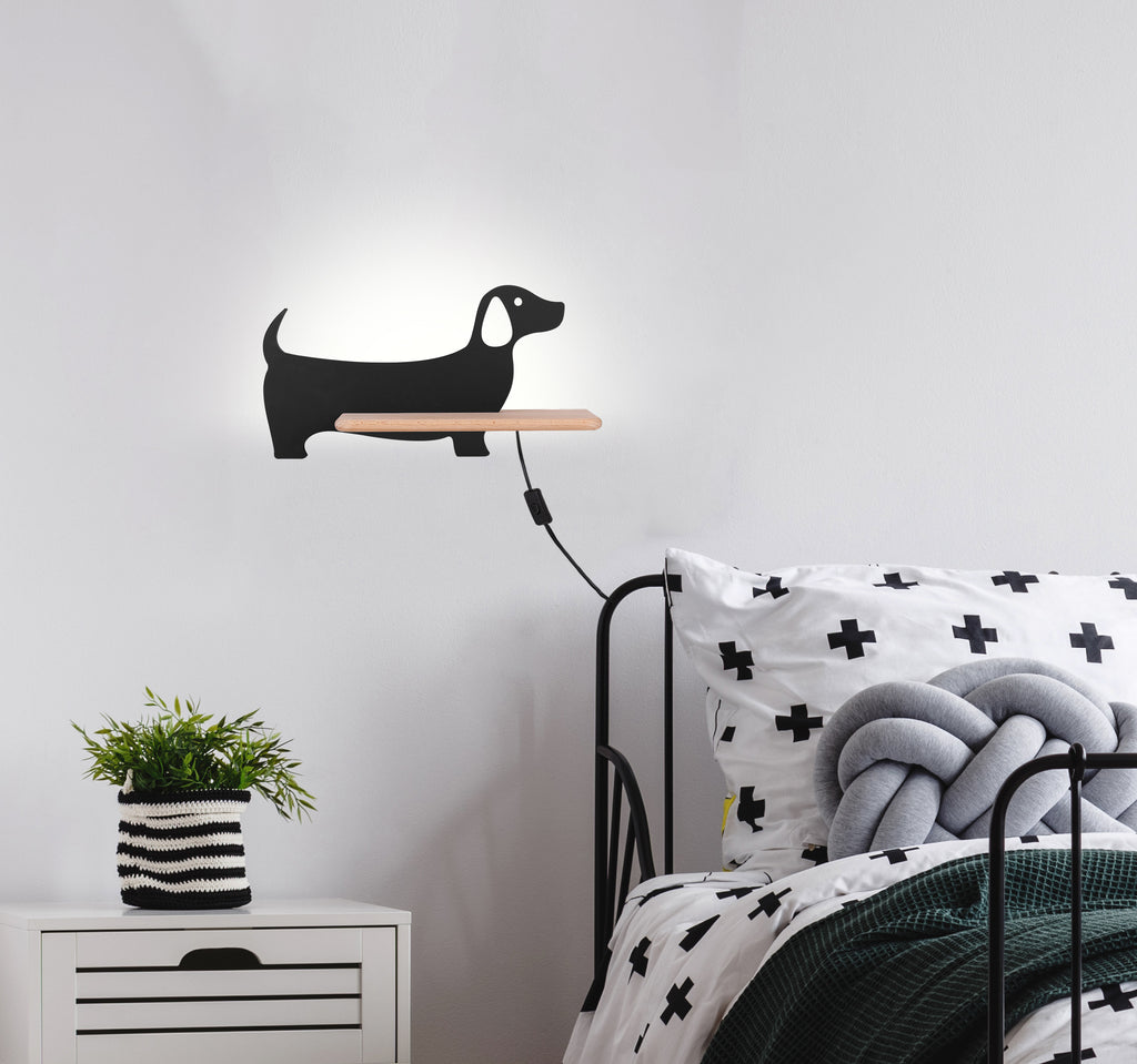 DOG lampa kinkiet 5W LED 4000k iq kids z przew czarny