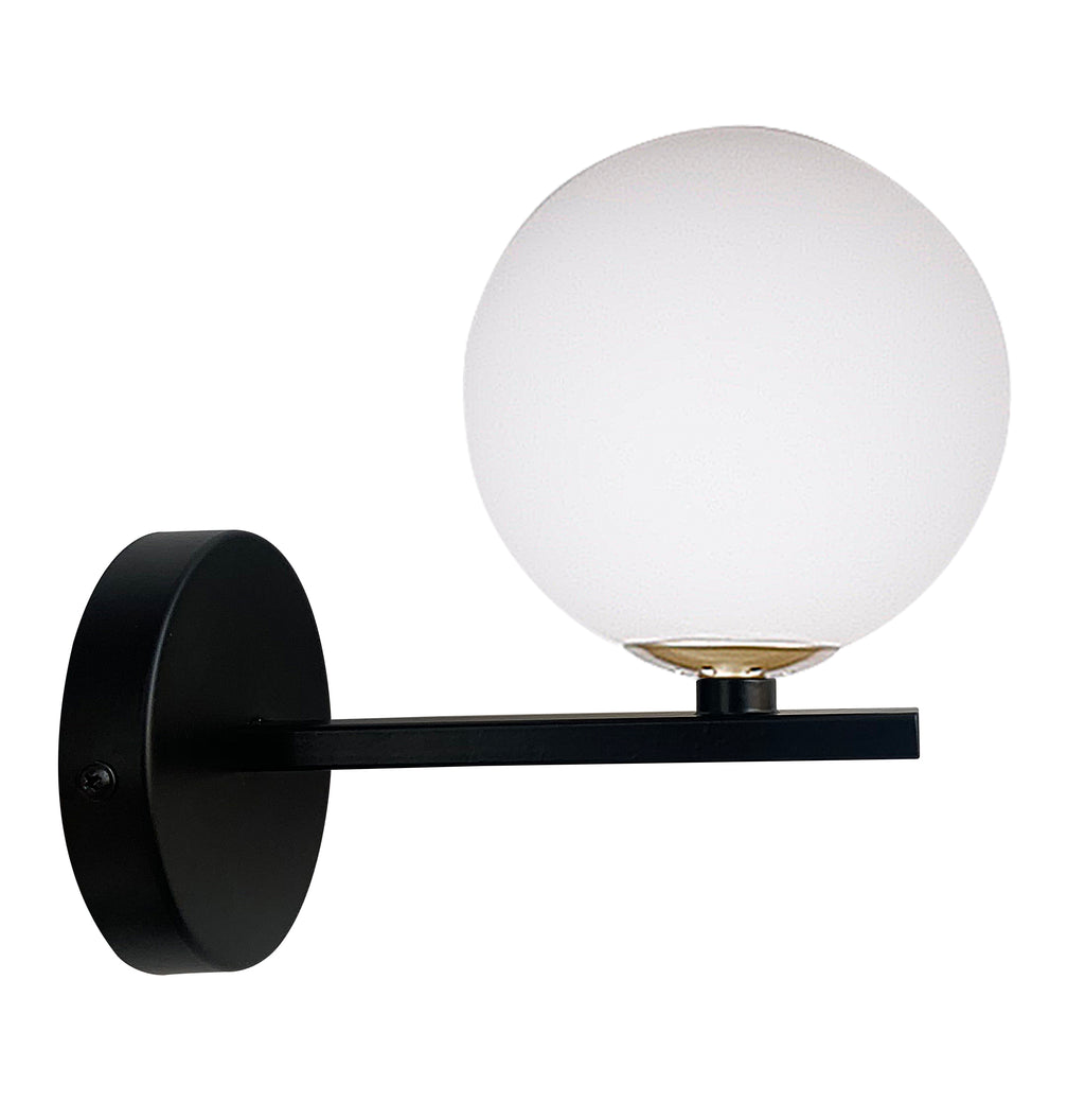 Kama lampa kinkiet czarny+złoty 1x28 G9 klosz biały