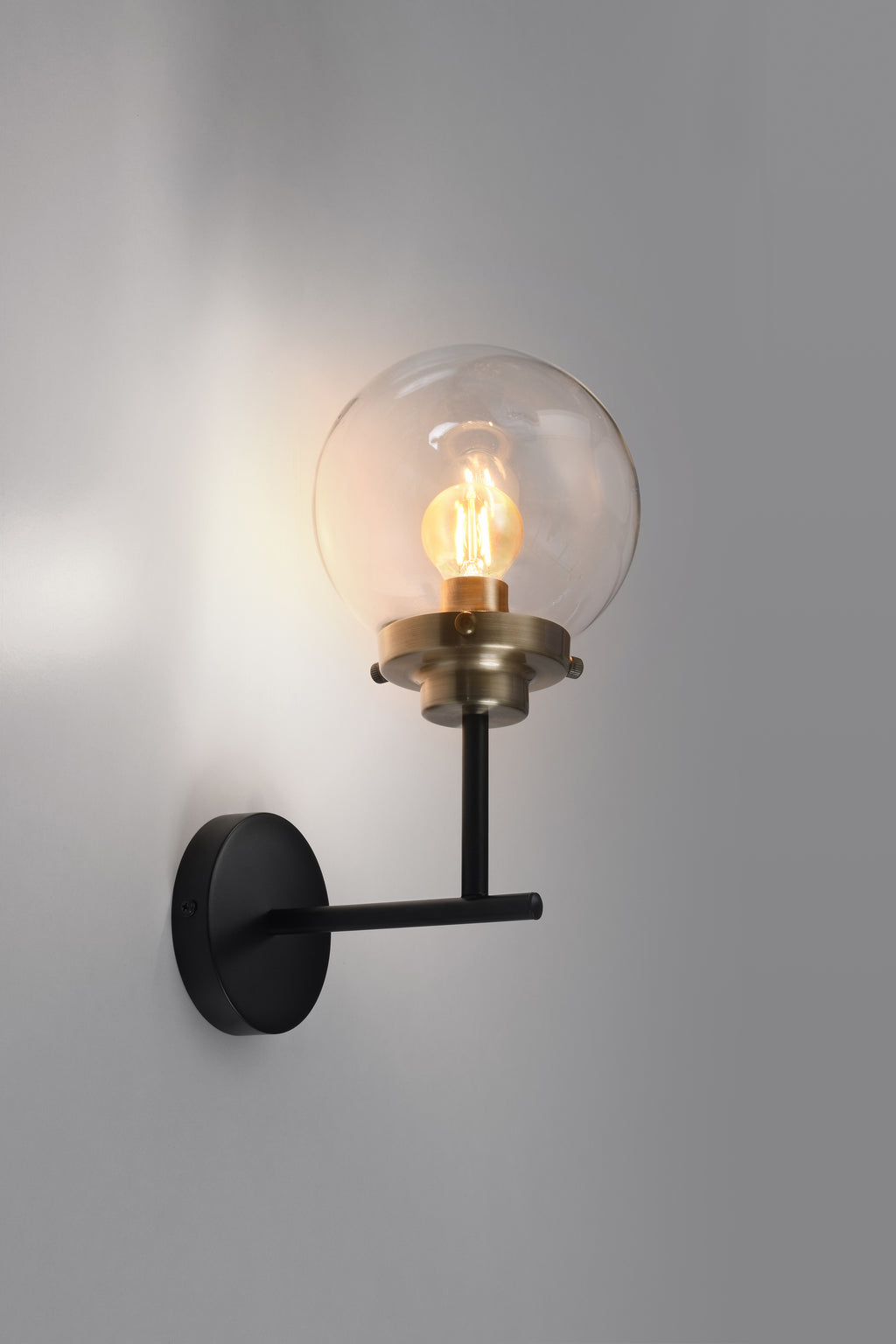 Lens lampa kinkiet czarny+patynowy matowy 1x40W E14 klosz bezbarwny
