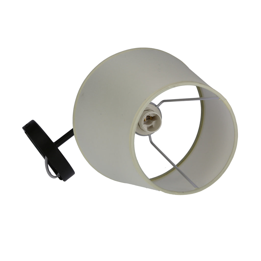 PASTERI lampa kinkiet czarny matowy 1x40 E14 abażur beżowy