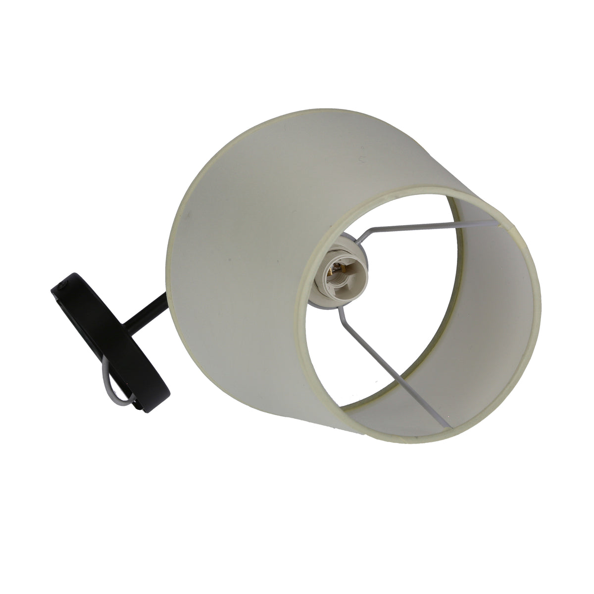 PASTERI lampa kinkiet czarny matowy 1x40 E14 abażur beżowy