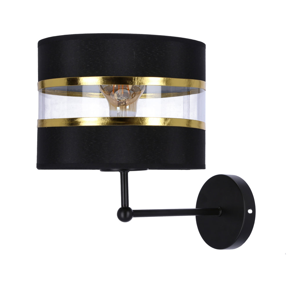 Andy lampa kinkiet czarny 1x40W E27 abażur czarny+złoty
