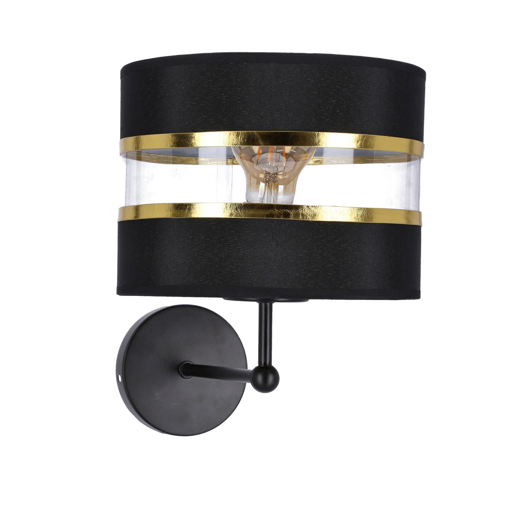 Andy lampa kinkiet czarny 1x40W E27 abażur czarny+złoty