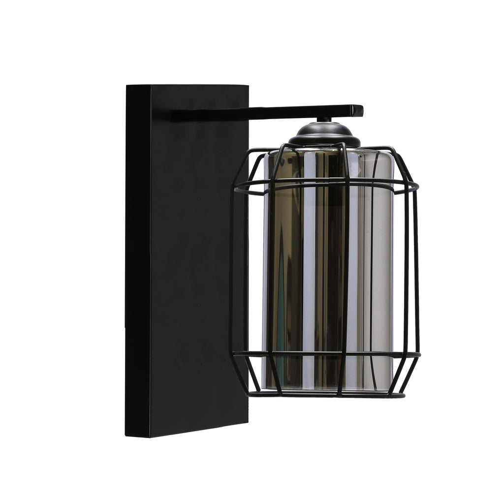 Jonera lampa kinkiet czarny p25 1x40W E27 klosz dymiony