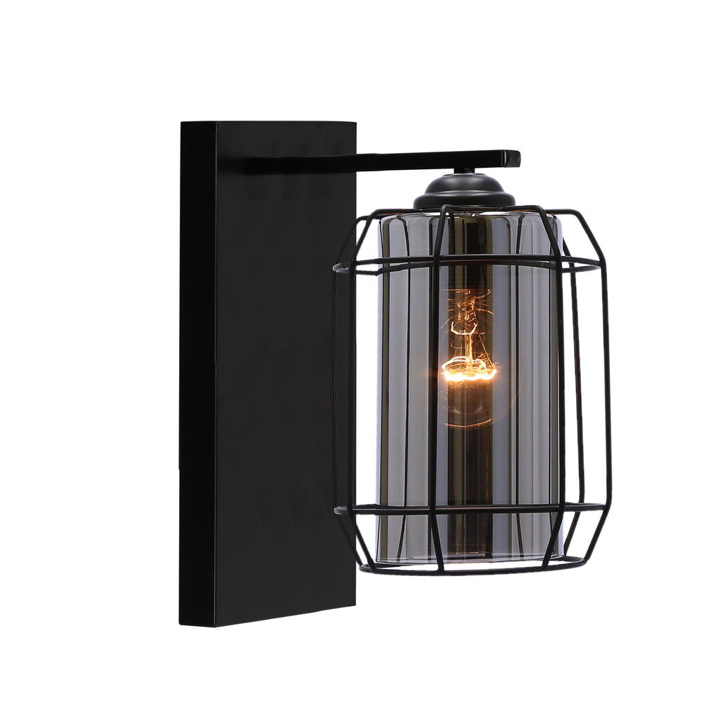 Jonera lampa kinkiet czarny p25 1x40W E27 klosz dymiony