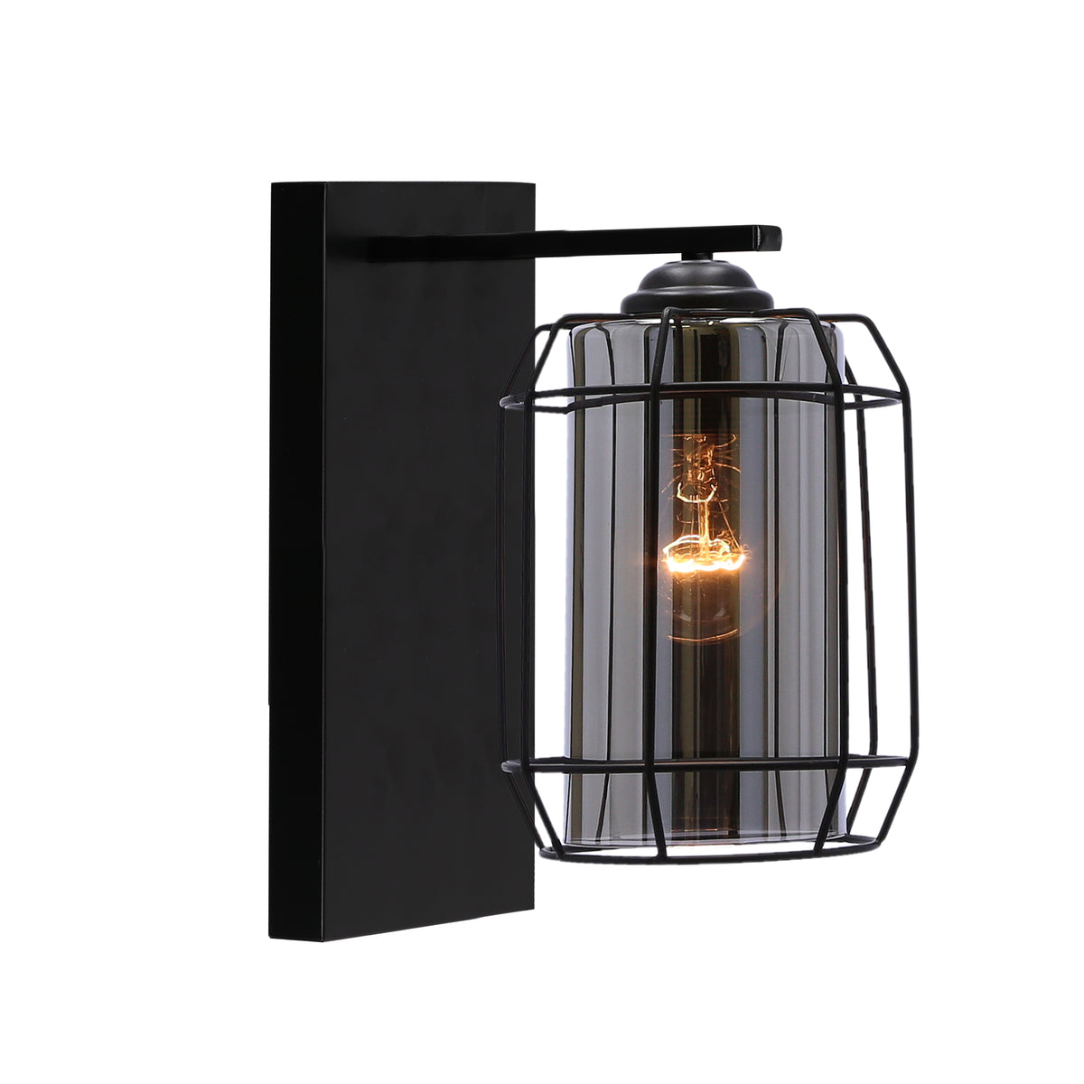 Jonera lampa kinkiet czarny p25 1x40W E27 klosz dymiony
