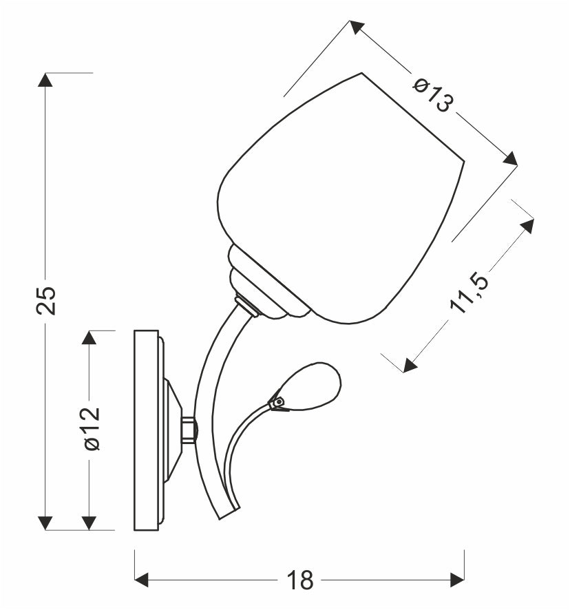 Estar lampa kinkiet chromowy 1x40W E27 klosz biały