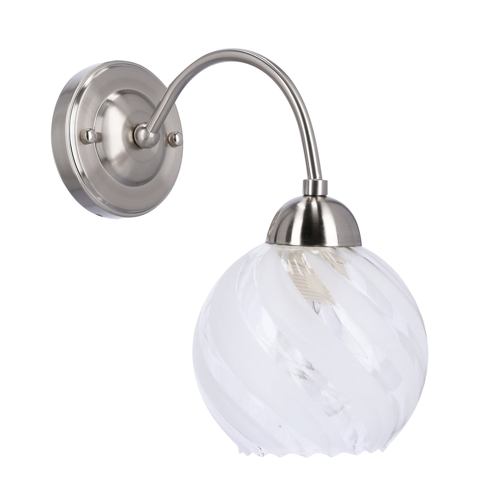 Baida lampa kinkiet satynowy 1x60W E27 klosz matowo transparentny