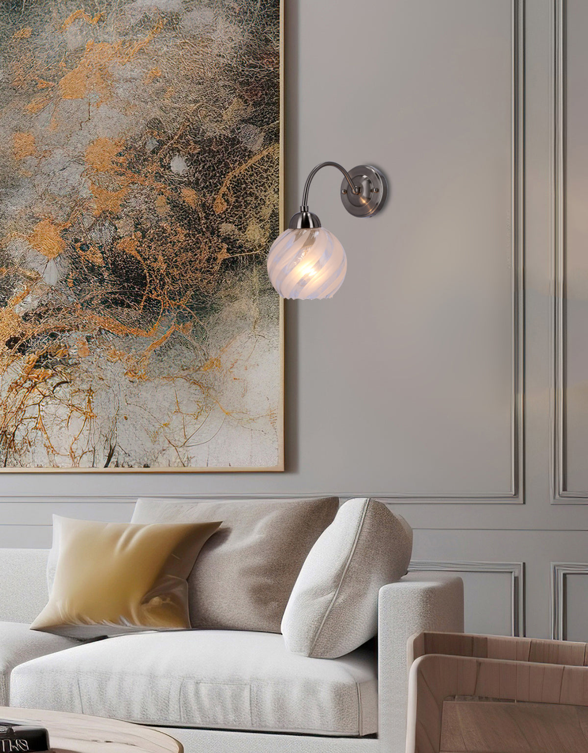 Baida lampa kinkiet satynowy 1x60W E27 klosz matowo transparentny