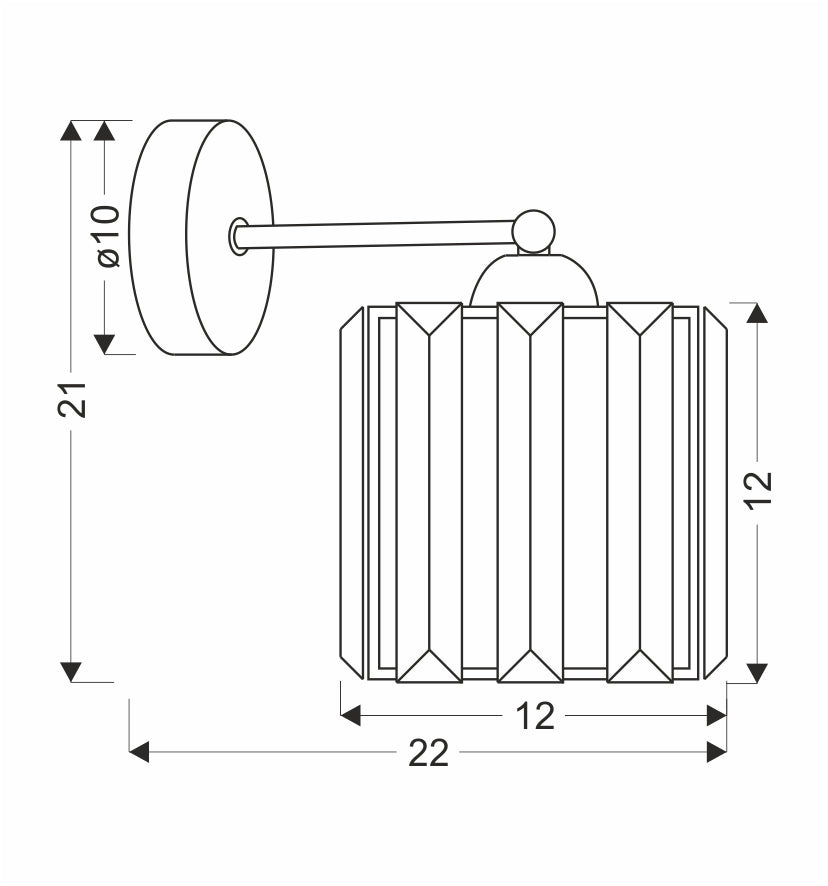 GLASSIA lampa kinkiet czarny 1x40 E27 klosz czarny+kryształy bezbarwne
